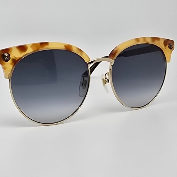 Gucci GG0222SK 003 Gold Havana Frame Blue Gradient Lens Cat Eye Sunglasses Japan main image 13